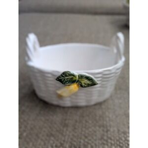 Vintage Casafina Basket weave Trinket Dish With 3D Calla Lily Design